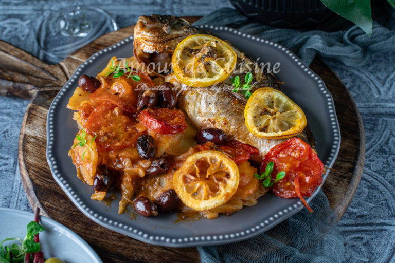 Baked Sea Bream with Potatoes and Tomatoes